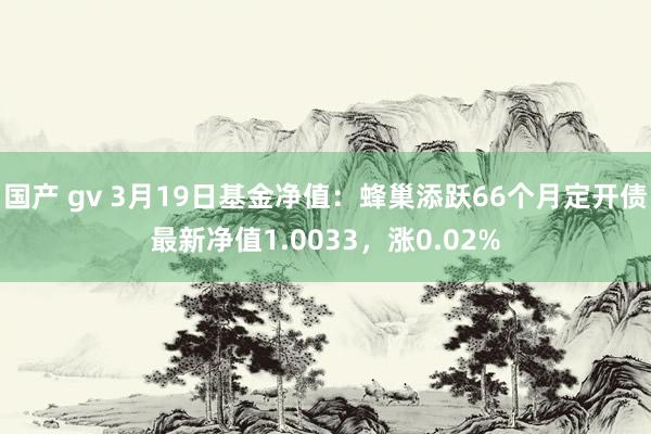国产 gv 3月19日基金净值：蜂巢添跃66个月定开债最新净值1.0033，涨0.02%