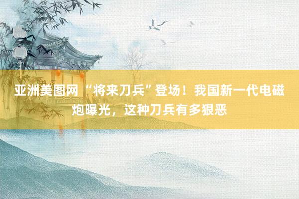 亚洲美图网 “将来刀兵”登场！我国新一代电磁炮曝光，这种刀兵有多狠恶