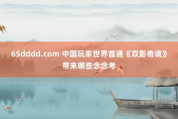 65dddd.com 中国玩家世界首通《双影奇境》带来哪些念念考
