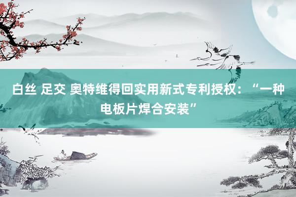 白丝 足交 奥特维得回实用新式专利授权：“一种电板片焊合安装”