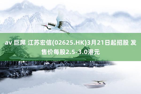 av 巨屌 江苏宏信(02625.HK)3月21日起招股 发售价每股2.5-3.0港元