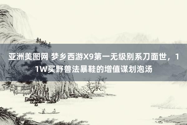 亚洲美图网 梦乡西游X9第一无级别系刀面世，11W买野兽法暴鞋的增值谋划泡汤