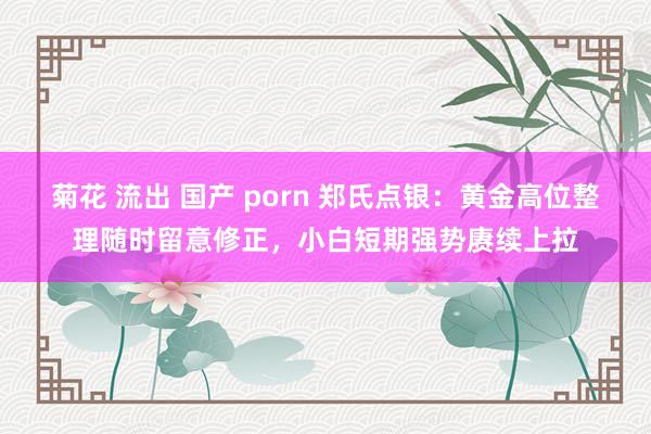 菊花 流出 国产 porn 郑氏点银：黄金高位整理随时留意修正，小白短期强势赓续上拉