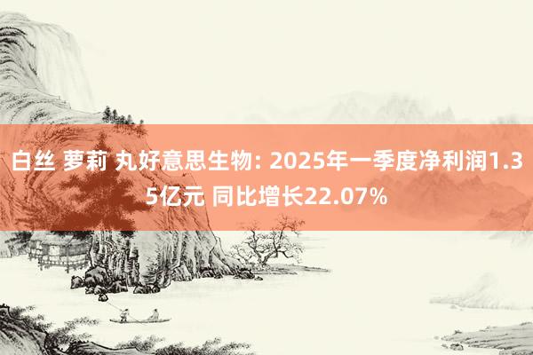 白丝 萝莉 丸好意思生物: 2025年一季度净利润1.35亿元 同比增长22.07%